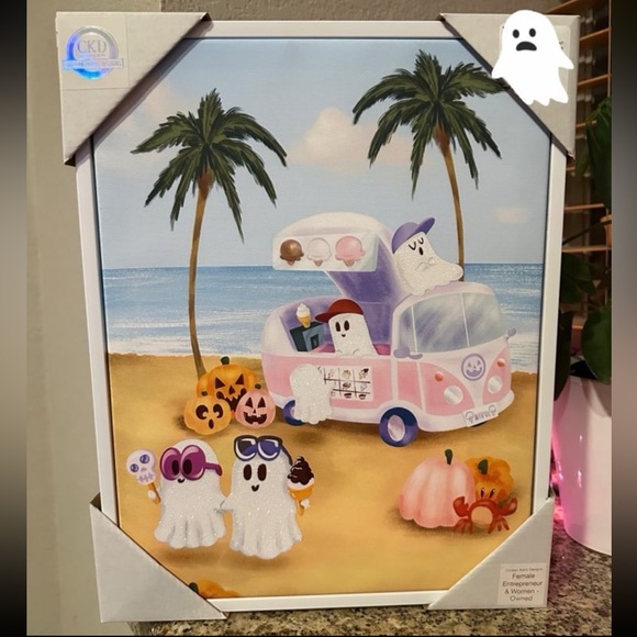Marshalls Other - Summerween Ghosts on beach ice cream canvas art